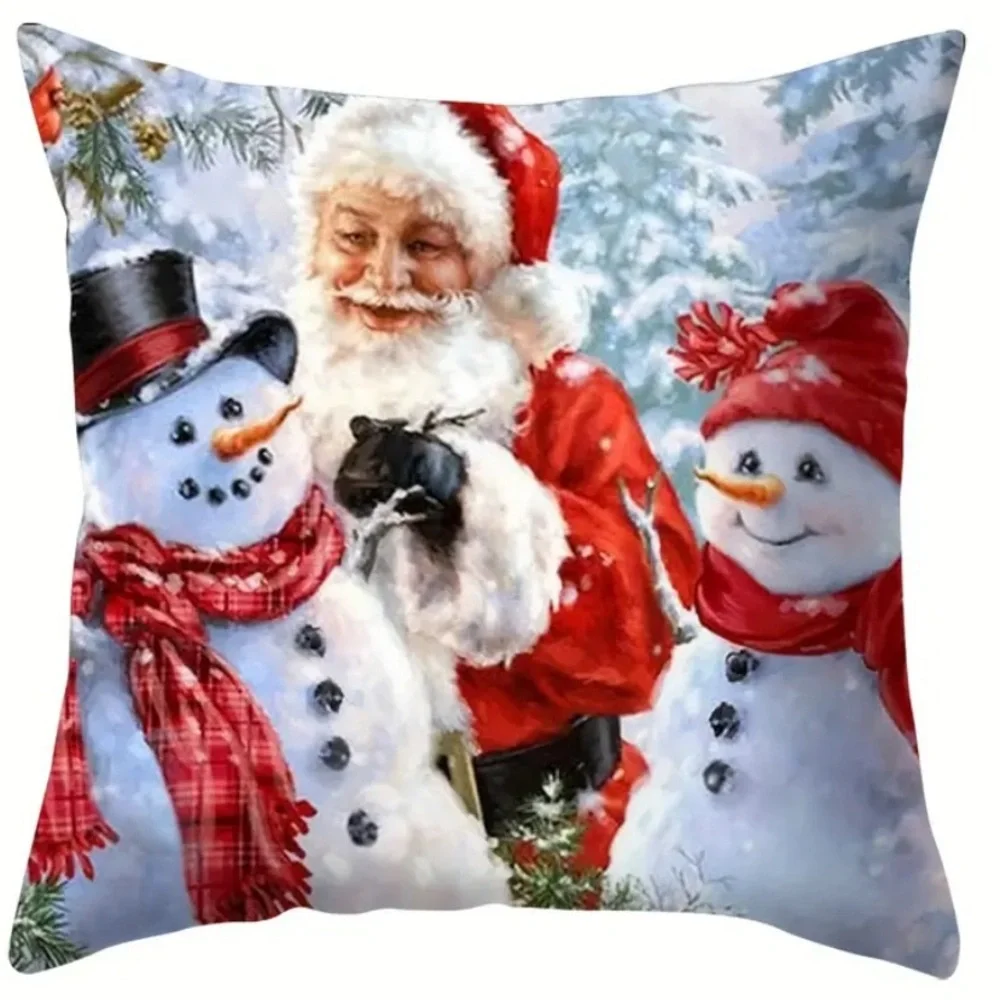 4pcs/set Snowman Christmas Pillowcase 17.72 X 17.72 Inches